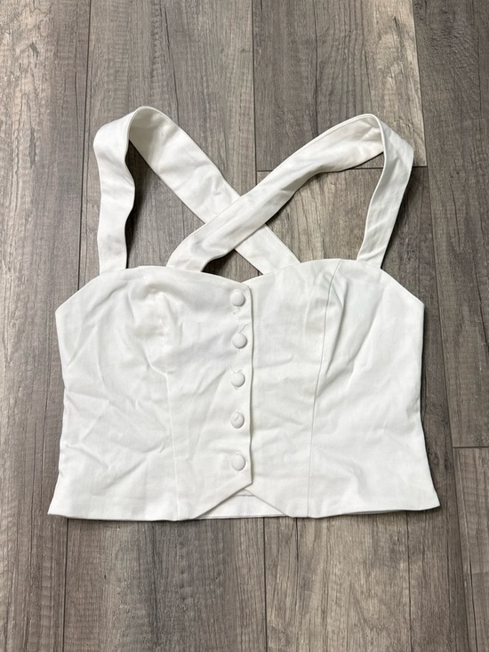 All The Ways Tops - White Cross-Back Button Front Crop Top